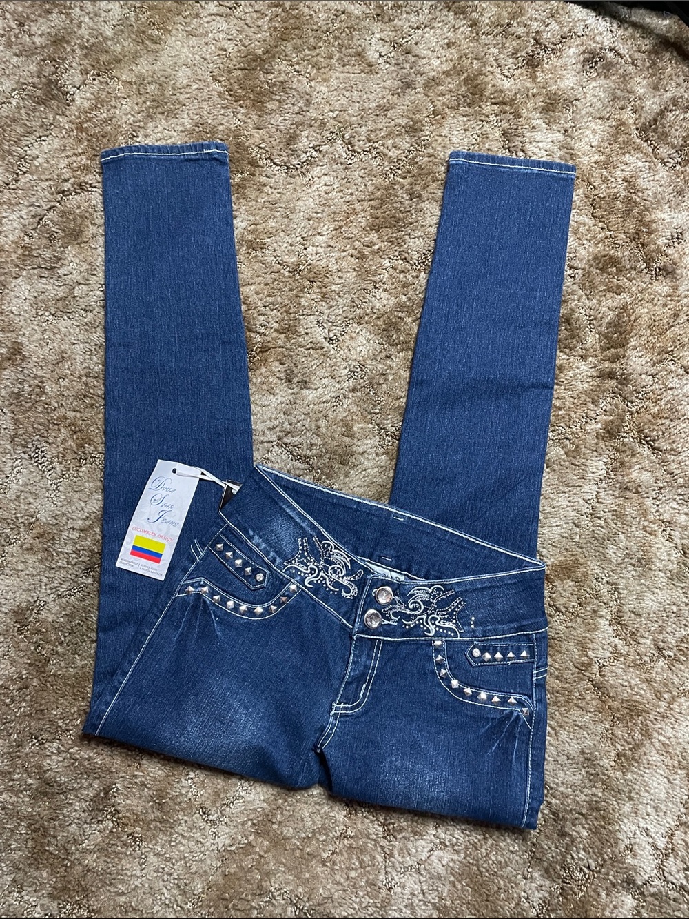 Diva Star Y2K Low Rise 2000s Style Rhinestone Jeans Juniors Size 9